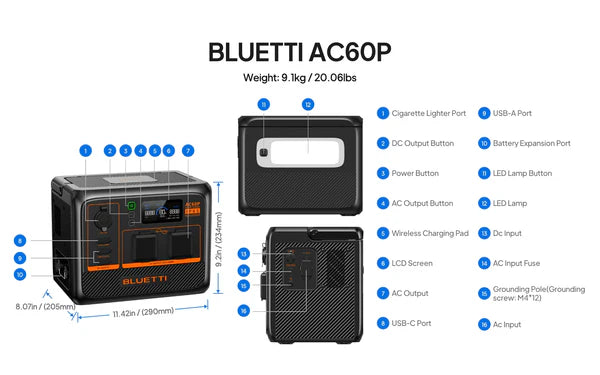 BLUETTI AC60P Power Station | 600W 403Wh